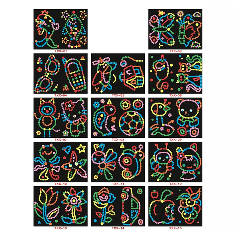 

10/15pcs DIY Colorful Dot Primary Mosaic Puzzle Stickers Games Cartoon Animal Learning Education Toys For Children Kids Gift