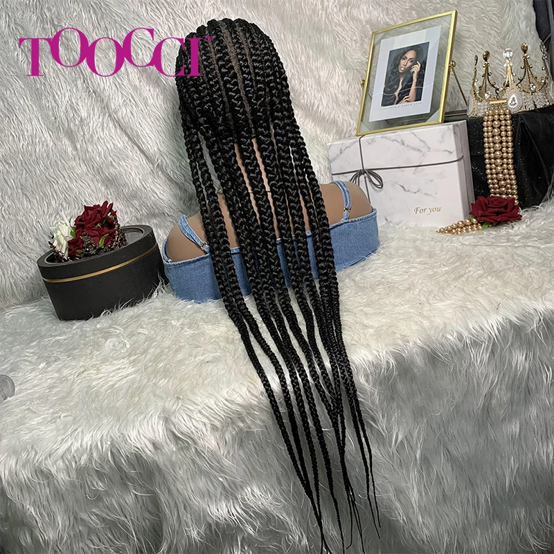 Toocci Ladies Braided Synthetic Water Deep Wave Wig African American Multi Colored Braided Hair Lace Wig For Black Women