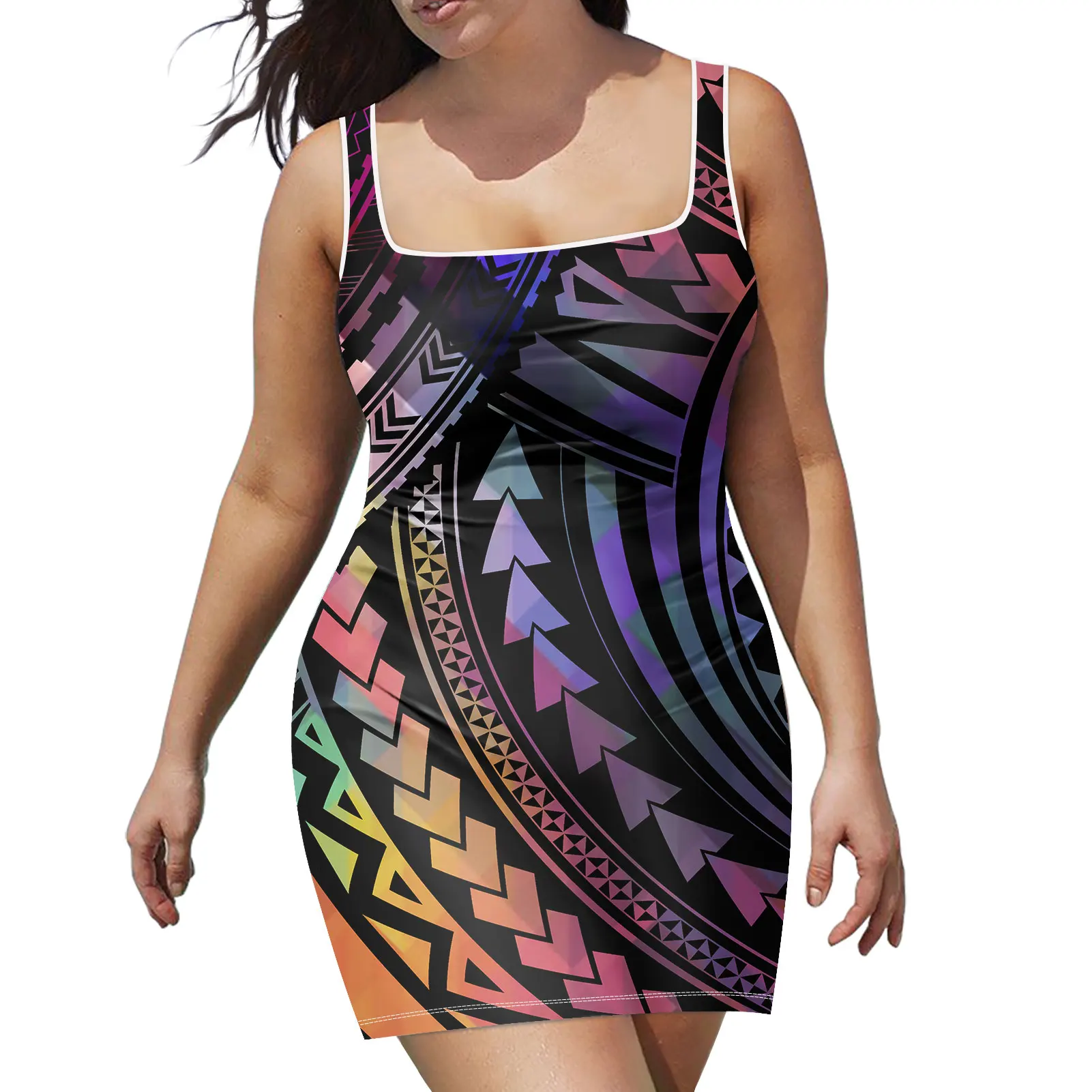 

Square Neck Sleeveless Bodycon Mini Dress Basic Women Summer Colorful Backless Party Sexy Clubwear Vestidos De Mujer Casual