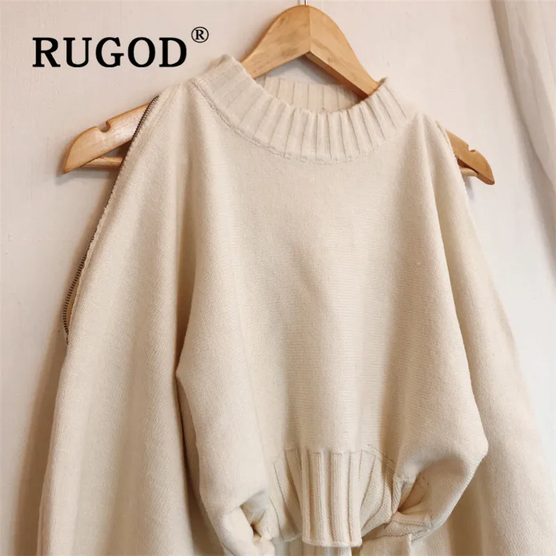 RUGOD винтажный укороченный свитер с открытыми плечами шикарный Однотонный