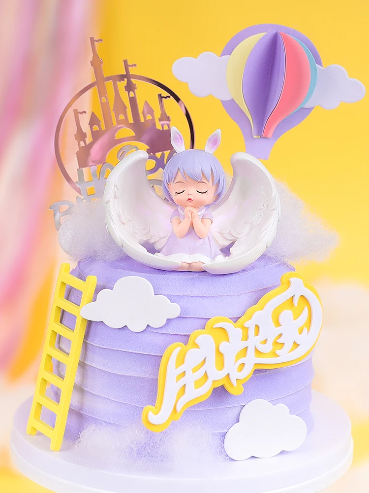 

Cute Angel Wing Feather Cake Topper for Baby Shower Kids Birthday Party Decor Supplies Wedding Dessert Cake Decoration Tools