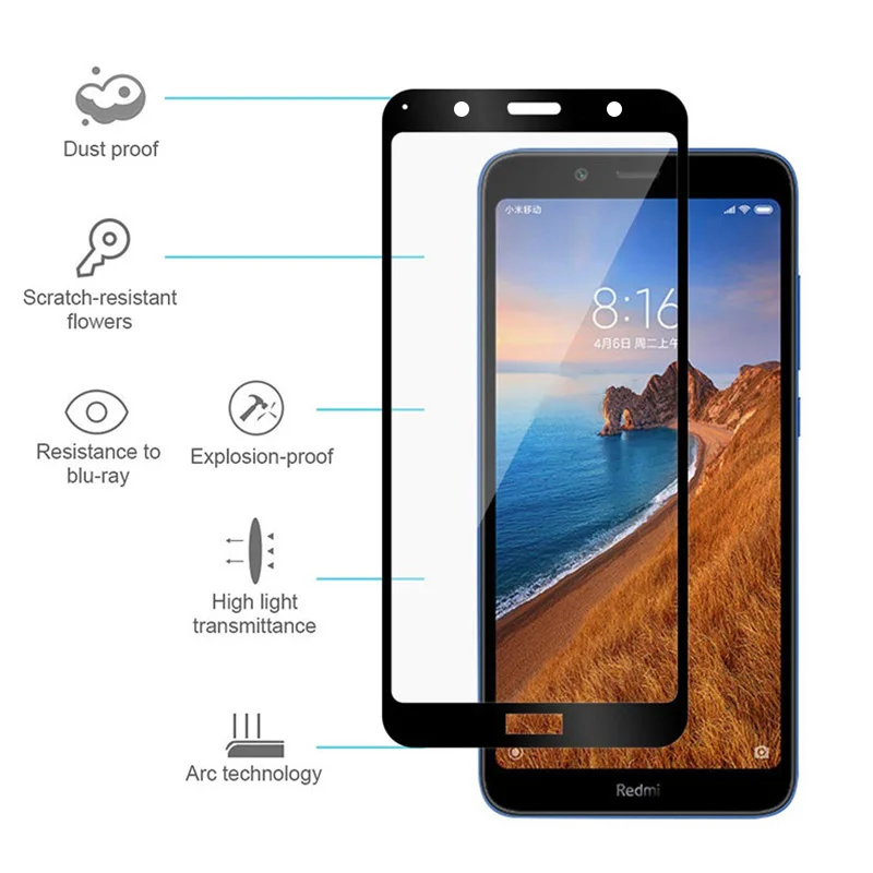 2 шт Защитное стекло для Xiaomi Redmi 7A, закаленное стекло, полное покрытие, Защита экрана для Redmi 7A 7 A, Защитная пленка для экрана