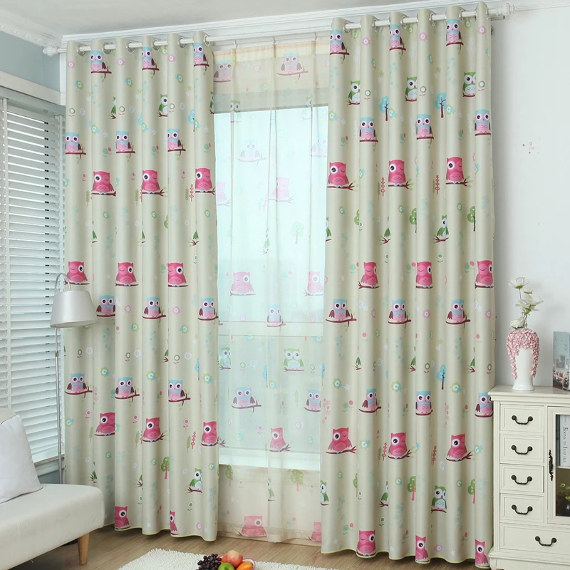 С героями мультфильмов платье с милой совой для девочек печатных занавески детей