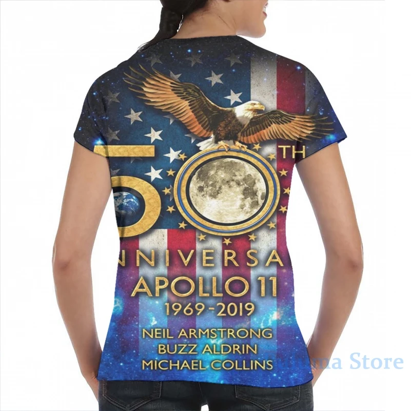 Футболка Мужская/женская с коротким рукавом модная рубашка принтом Аполло 11 Луна