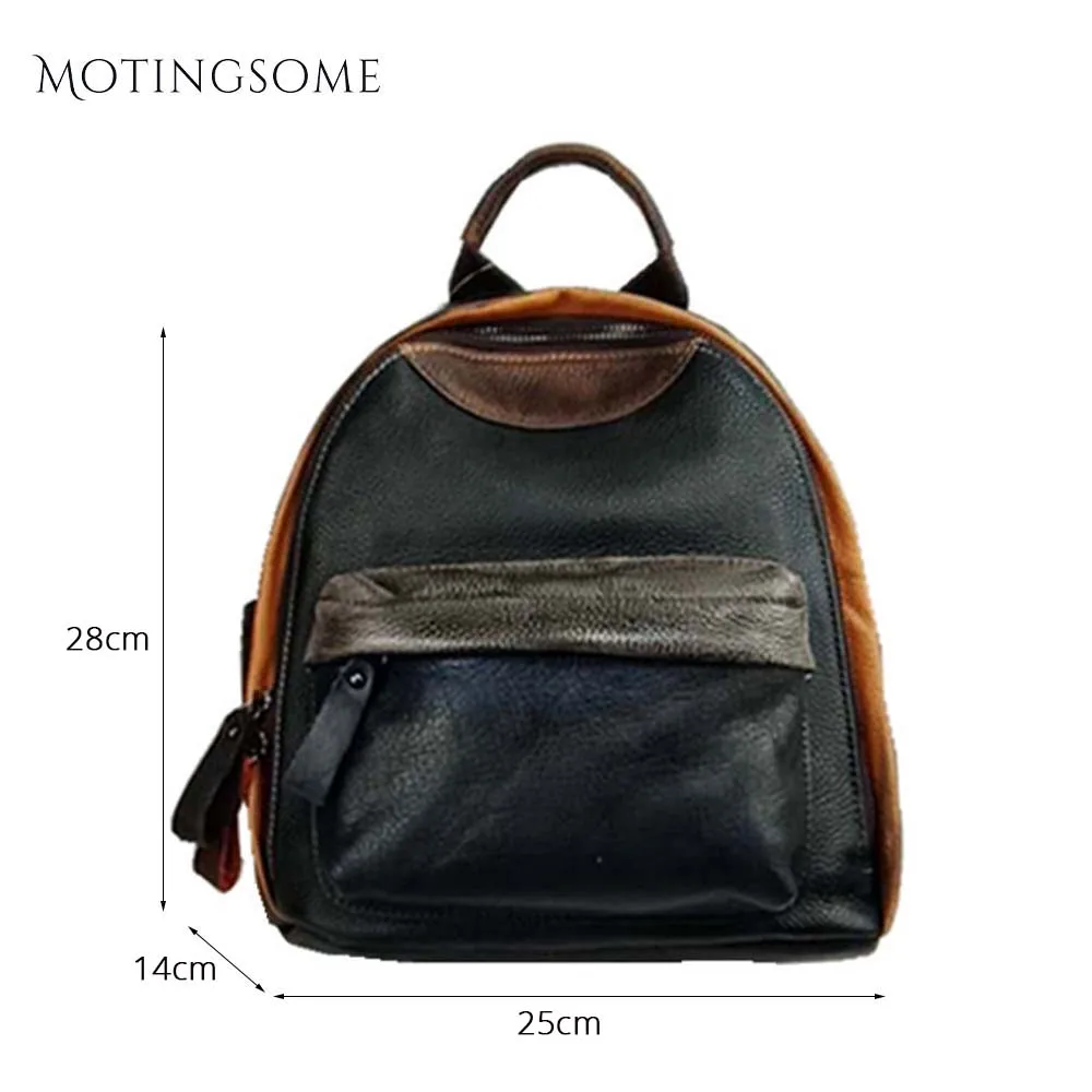 

Colorful Style Backpack Genuine Leather Backpack Women Cowhide Patchwork Luxury Cute School Bag Fashion Mochila Teenager 2020