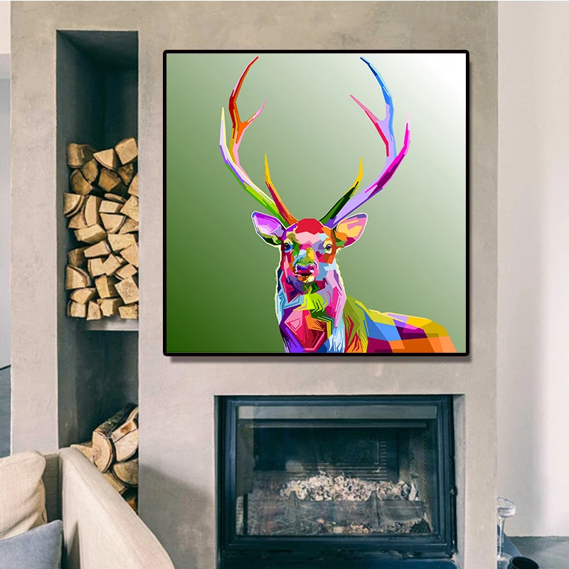 Рождественское украшение картина плакат с лосем холст принт маслом ручная