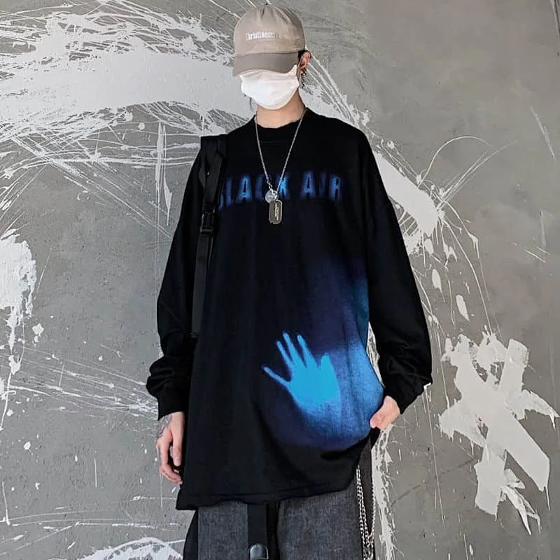 

Sweatshirts2021 Men And Women Autumn And Winter New Korean Version Of Ghost Ghost Hand Print Dark High Street Funeral Loose