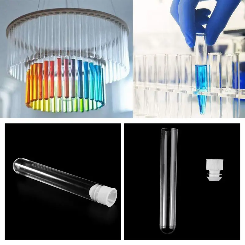

10Pcs Plastic Test Tubes Lab Test Tool With Screw Cap Transparent 16x100mm N84A