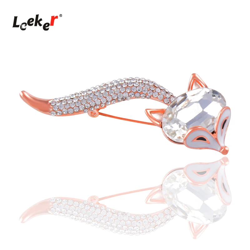 

LEEKER Sexy Big Fox Brooch For Women Pin With Cubic Zircon Stones Vintage Jewelry Accessories 187 LK2