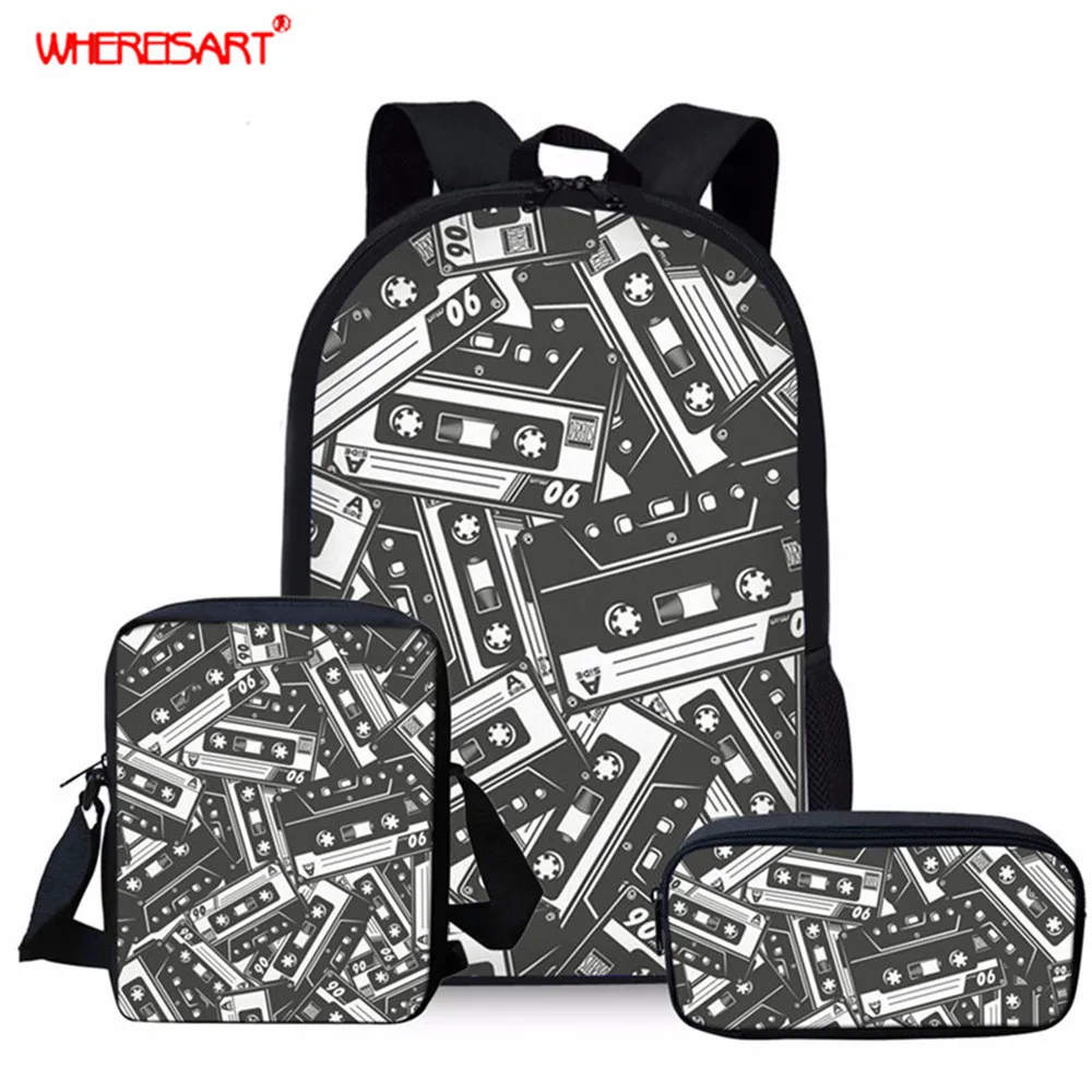 WHEREISART Love Music Note школьные сумки для студентов большие книг художественный дизайн