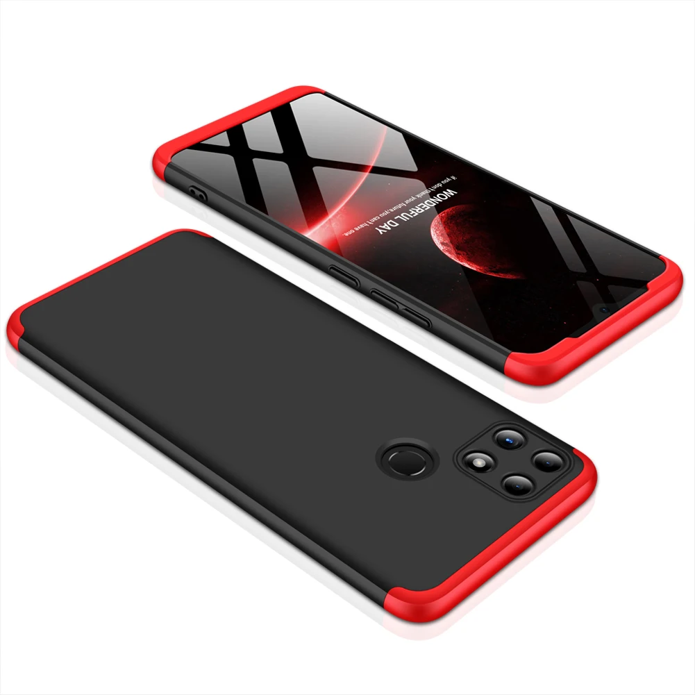

For OPPO Realme C25 Case 360 Degree Full Body Hard Cover Case For realme Narzo 30A Hybrid Shockproof Case + Tempered Glass