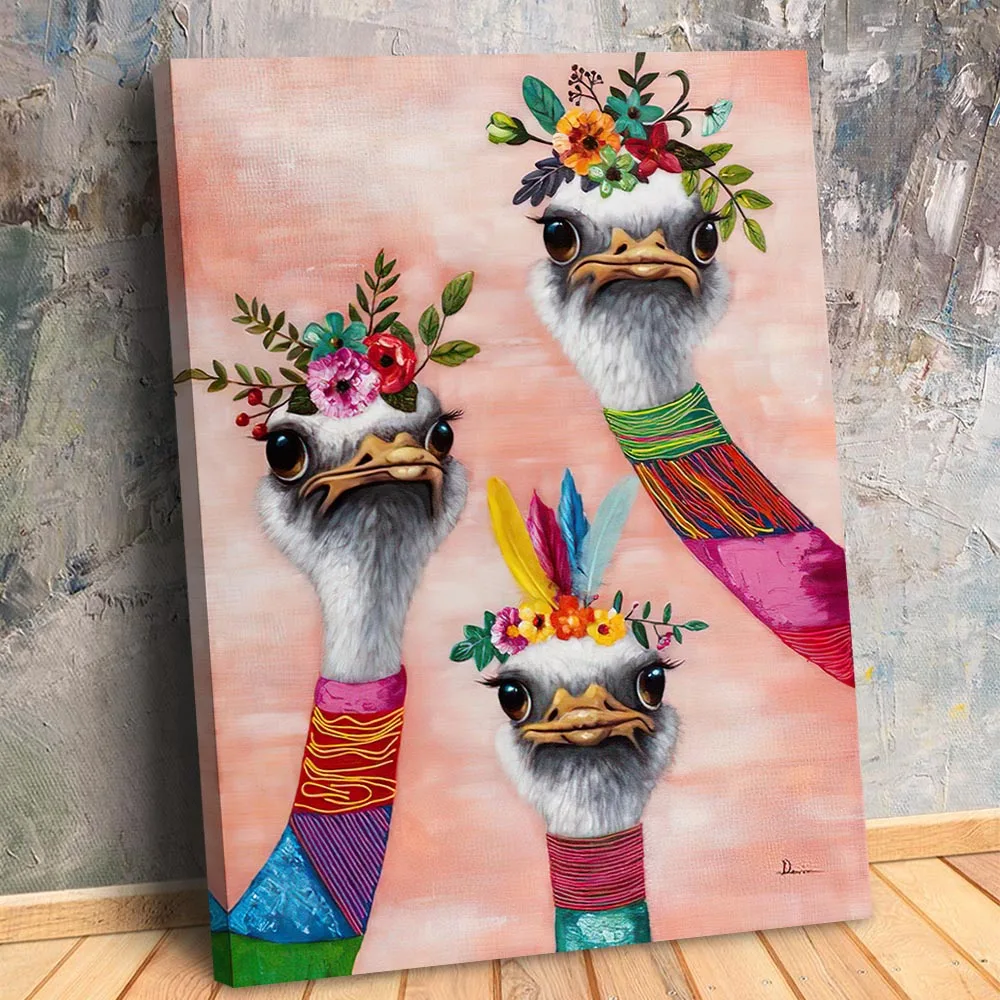 Цветная картина страусиного искусства Постер и принты холст настенные картины