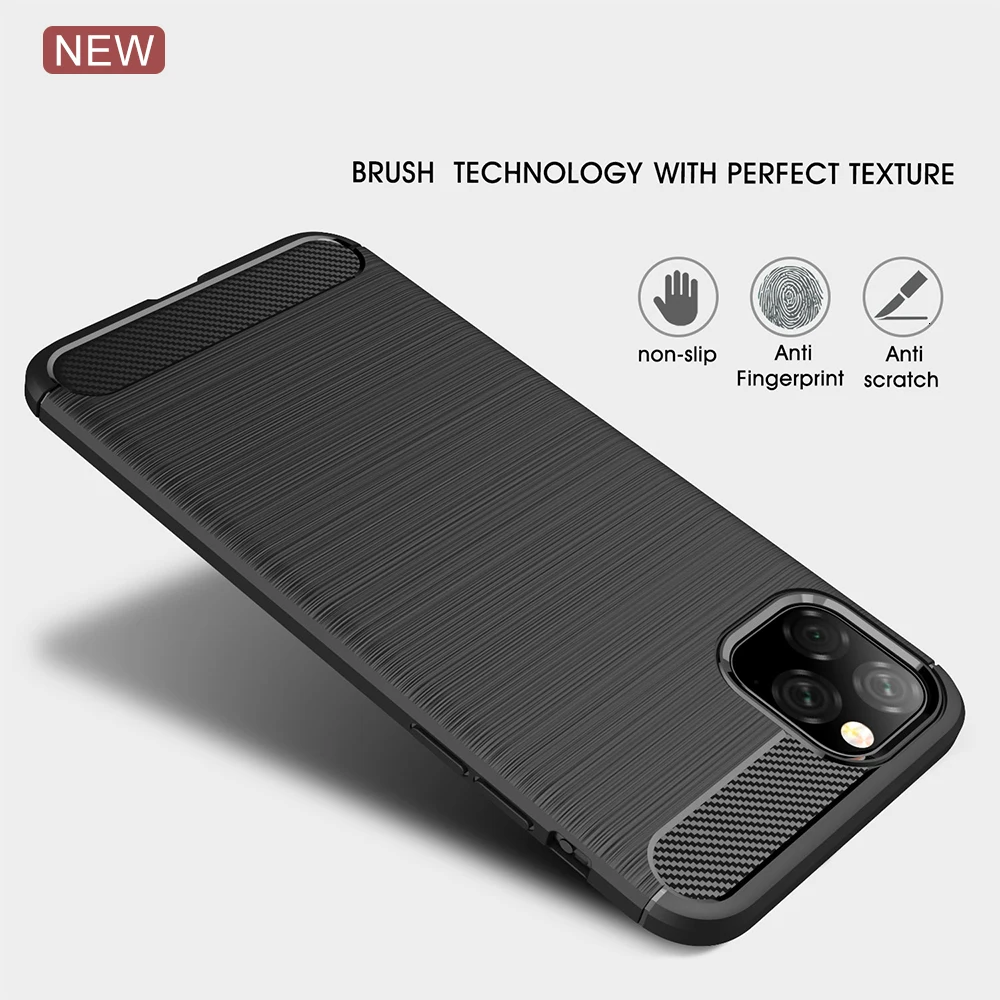 Мягкий силиконовый чехол для Apple iPhone 11 Pro тонкий из углеродного волокна Max X XS XR 8 7