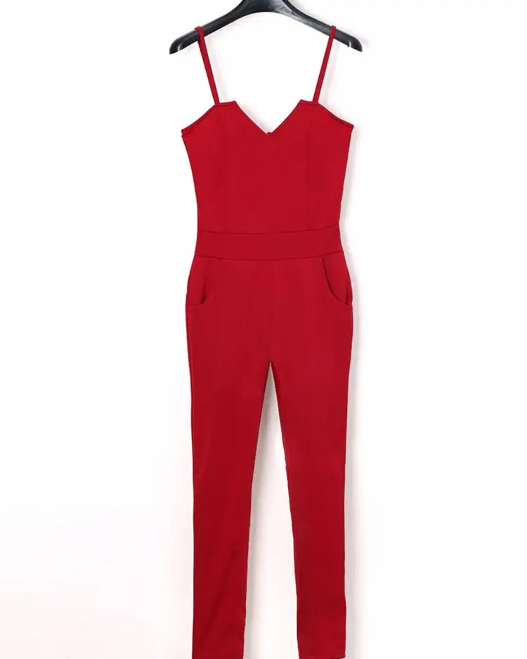 2020 Women Stylish Leisure Casual Spaghetti Strap Fashion Jumpsuits Spaghetti Strap V-Cut Jumpsuits