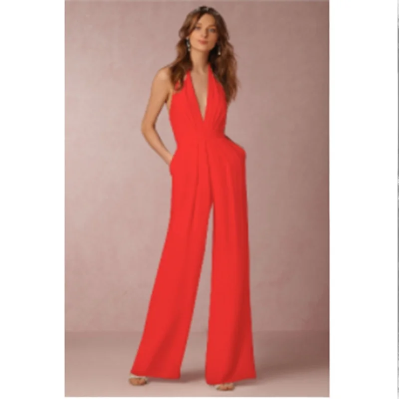 Casual jumpsuit women sexy sleeveless halter pants large size  multicolor beautiful and fashion trouser cute streetwear 2021