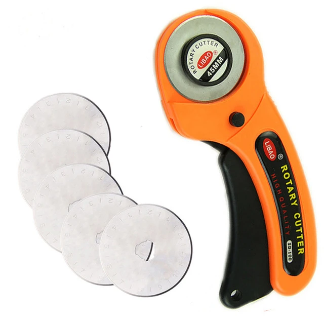 5blades with cutter Кожевенное ремесло 45 мм роторный резак для резки кожи резак для ткани круговое лезвие DIY лоскутное шитье квилтинг Fit Olfa Cut - Цвет: 5blades with cutter