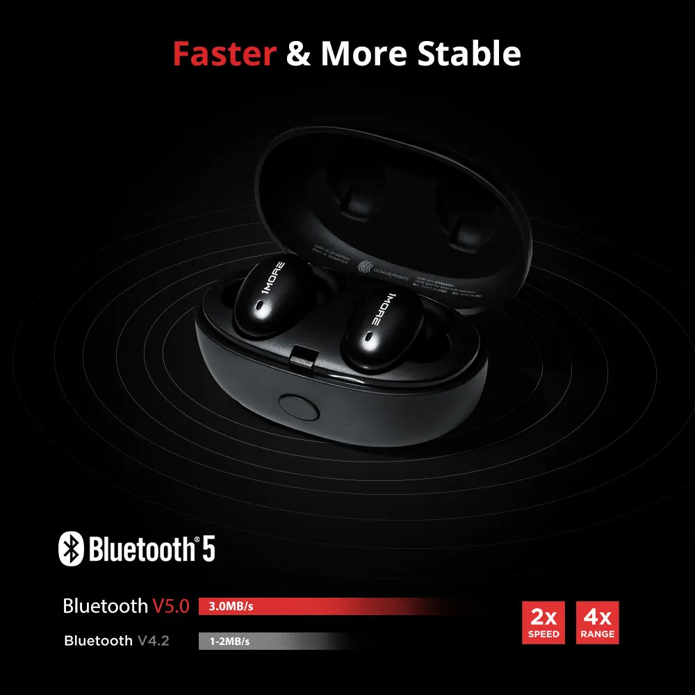 1more E1026 TWS наушники беспроводные Bluetooth 5 0 Поддержка aptX и AAC HD совместимы с IOS Android Xiaomi