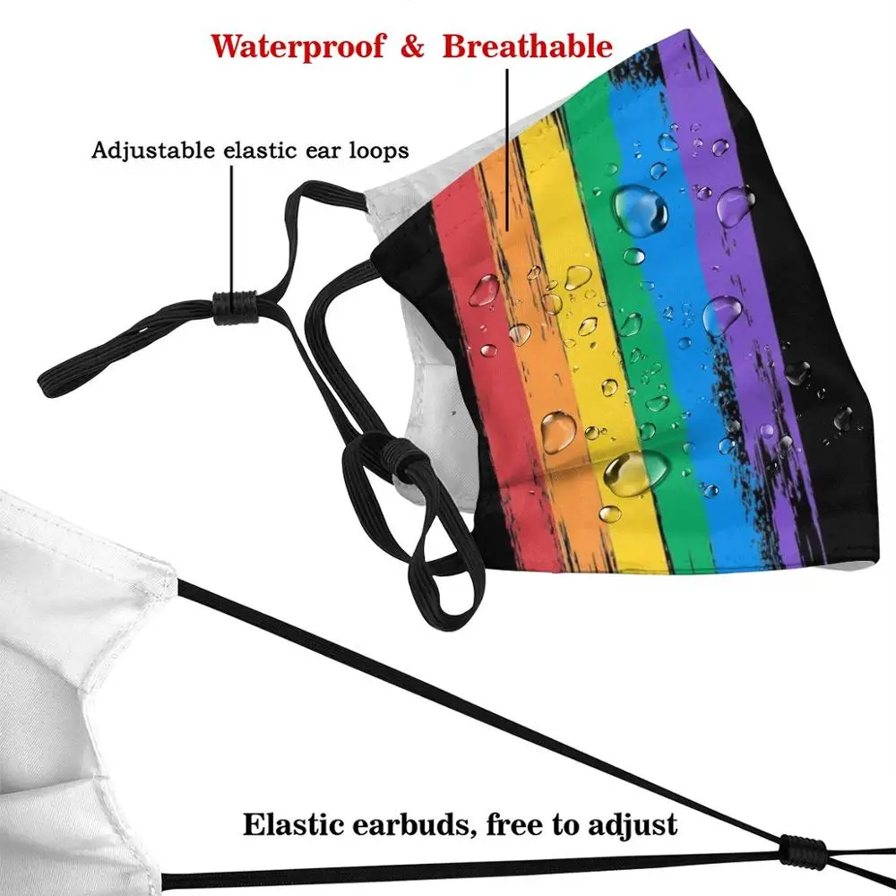 Маска Пылезащитная с рисунком ЛГБТ красная оранжевая желтая зеленая|Мужские