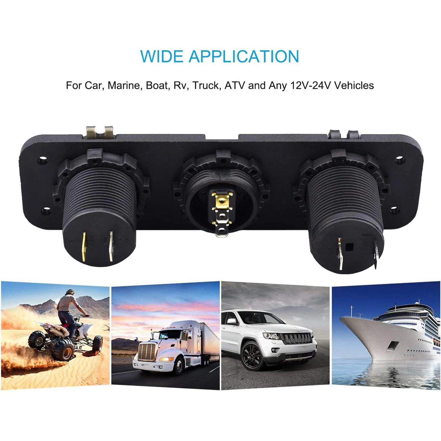 

Dual USB Socket Charger 4.2A & LED Voltmeter + 12V Power Outlet + ON-OFF Rocker Toggle Switch Four Functions Panel for Car Marin