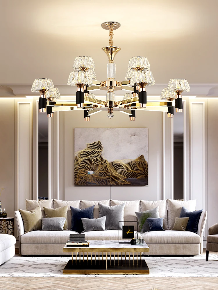 

Nordic postmodern crystal light arm luminous chandelier simple and light luxury living room bedroom dining room LED chandelier