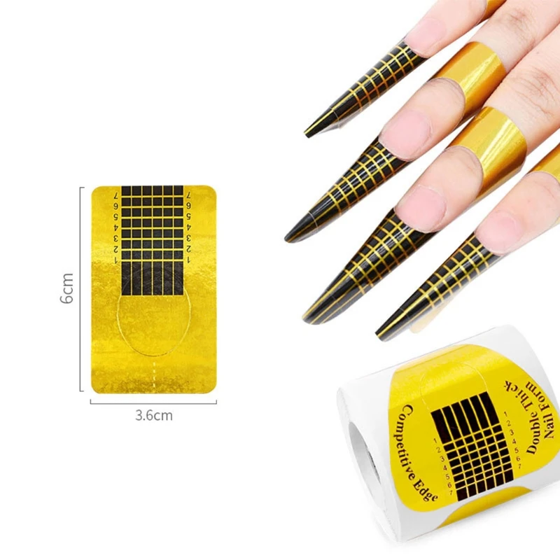 

Q1QD 100Pcs Nail Forms Extension Tips Guide Extension French DIY Tool for Acrylic UV Gel Nails Art Builder