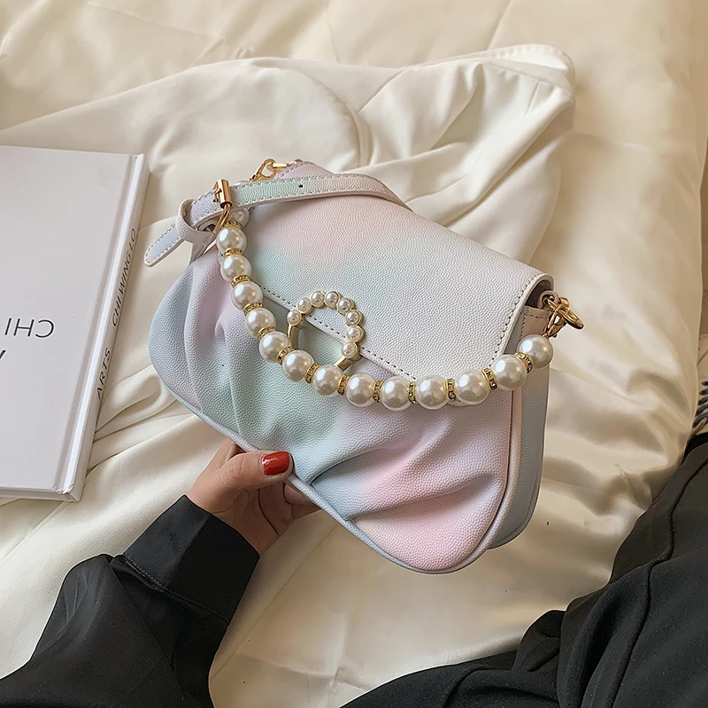 Модная женская сумка через плечо с бисером в современном популярном стиле