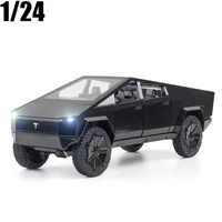 124 tesla cybertruck pickup suv alloy car model diecast metal toy off road vehicle truck sound light kids toy collection