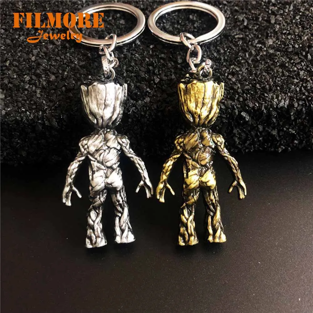 Брелок для ключей стражи Галактики фигурка дерева Мужская игрушка 3D брелок с