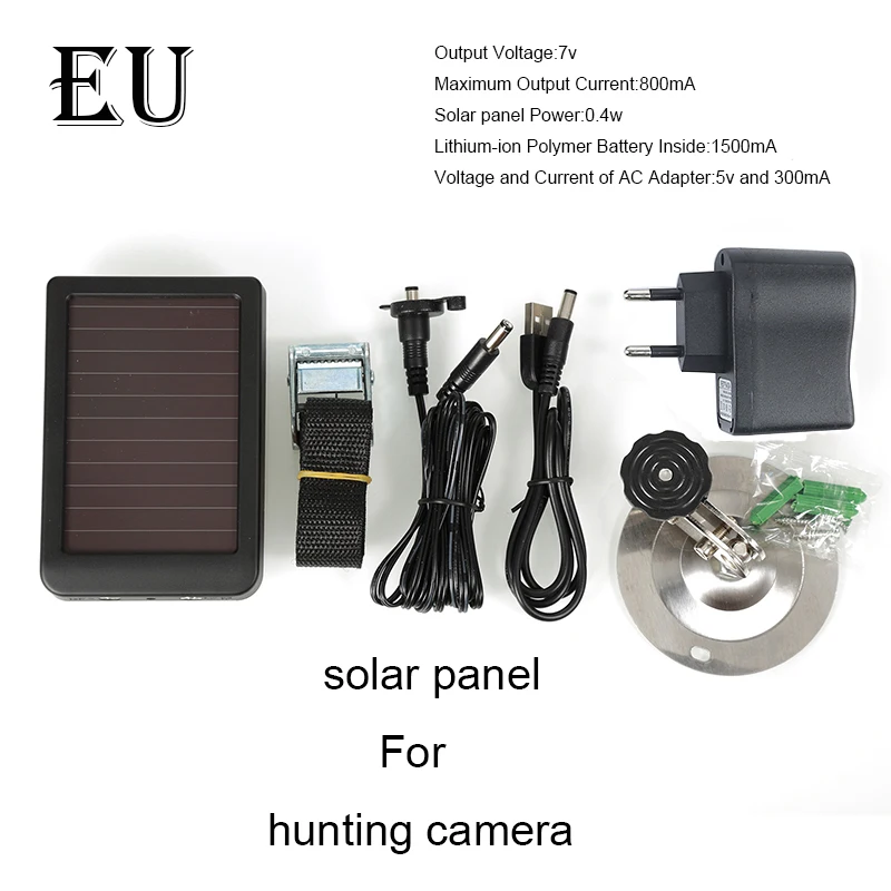 Solar Panel for EU Skatolly охотничья камера HC300M HC700G 2/3G GSM 1080P фото ловушки инфракрасного ночного видения дикая тропа камеры Скаутинг Chasse - Цвет: Solar Panel for EU