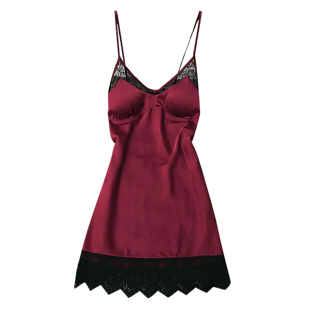 Ночная сорочка женская кружевная шелковая одежда для сна Атласный топ