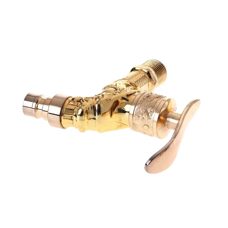 

Wall Mounted Antique European Water Tap Carved Golden Decorative Garden Faucet