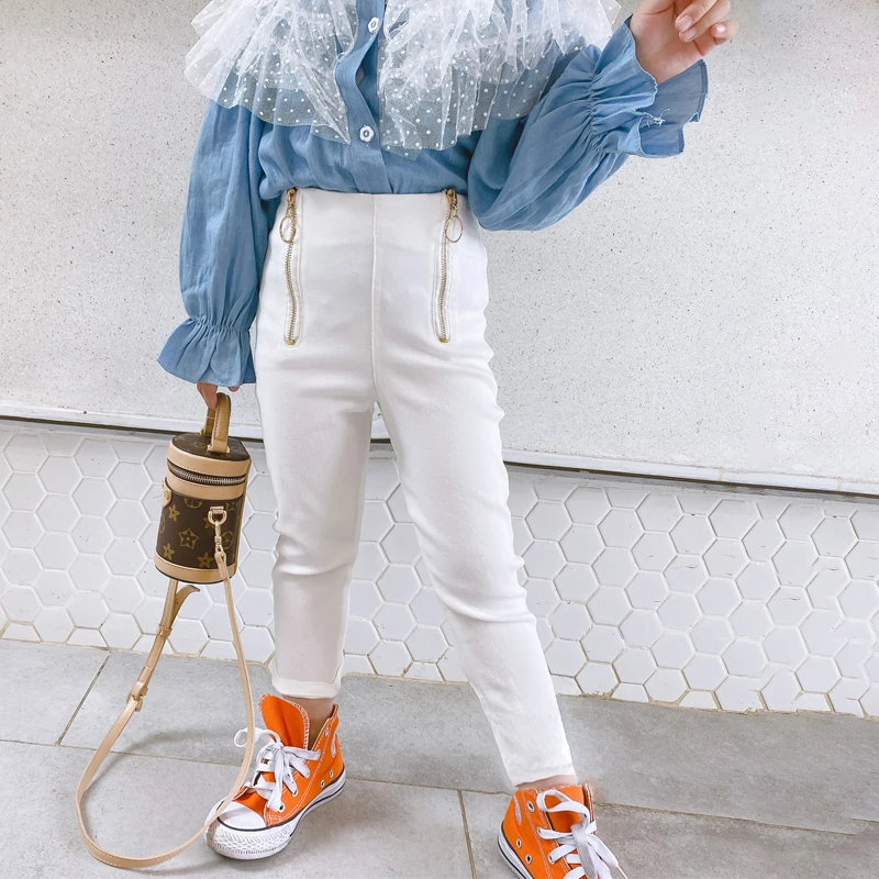 Весенне-летние джинсы для девочек детские брюки джинсовые штаны Детская уличная