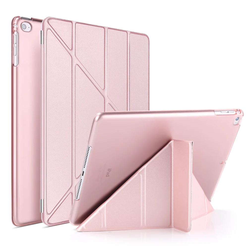 

Case For iPad Pro 10.5 9.7 2017 2018 PU Leather Multi-Fold Stand Smart Cover For iPad Air 3 10.2 2019 PC Matte Back Tablet Case