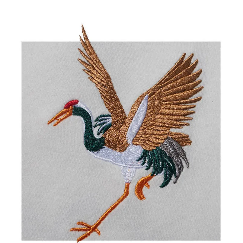 Толстовки с вышивкой Журавля мужские и женские хлопковые худи Yokosuka Sukajan японская