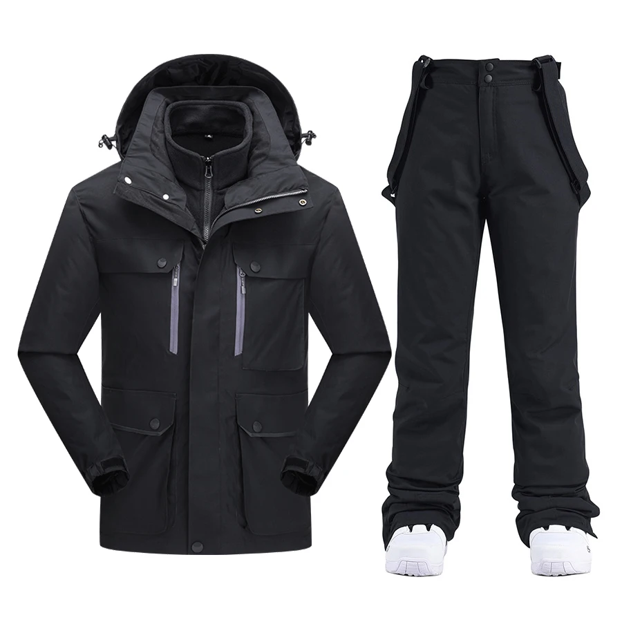 Зимний лыжный костюм, мужской ветрозащитный непромокаемый теплый уличный комплект горячей лыжной куртки + брюк, зимняя одежда, костюмы для сноуборда, мужской