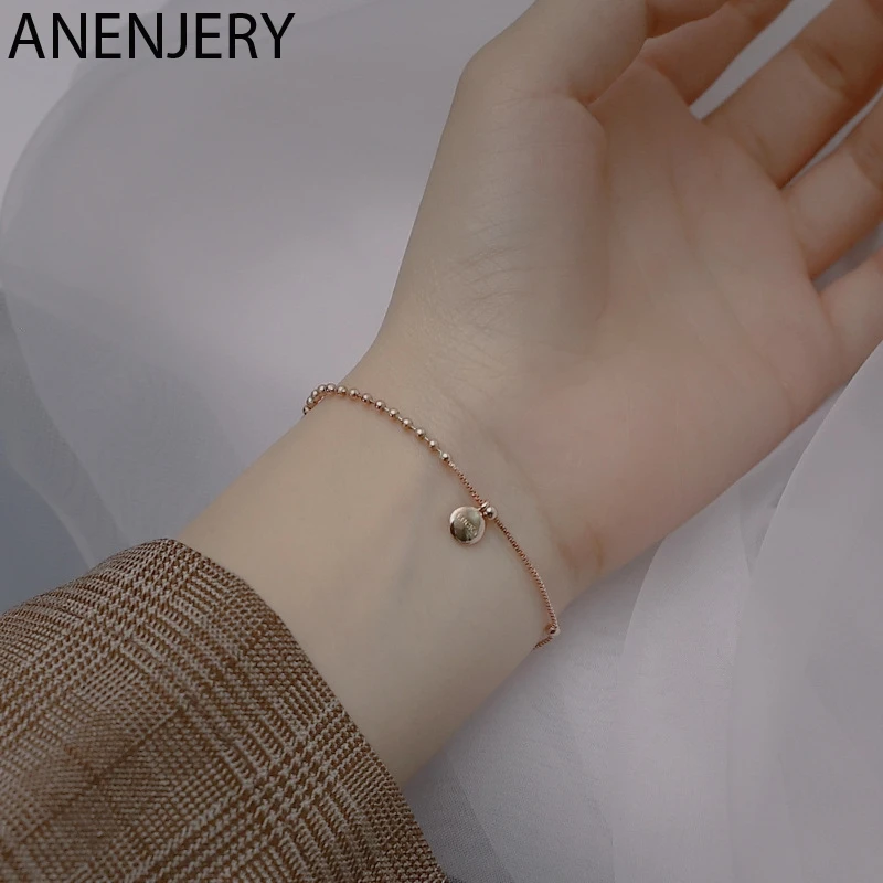 

GOLDRIA 925 пробы Серебряный Простой браслет с надписью LUCKY Beads для женщин и девушек в подарок S-B128