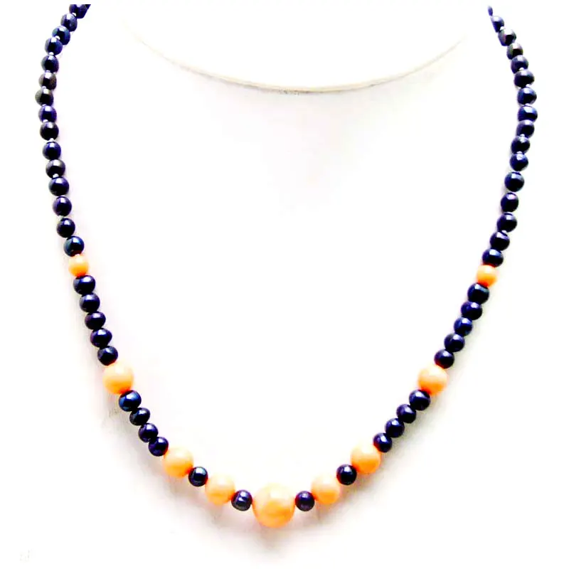 Qingmos натуральное 5-6 мм черное жемчужное ожерелье для женщин с 6-10 круглое