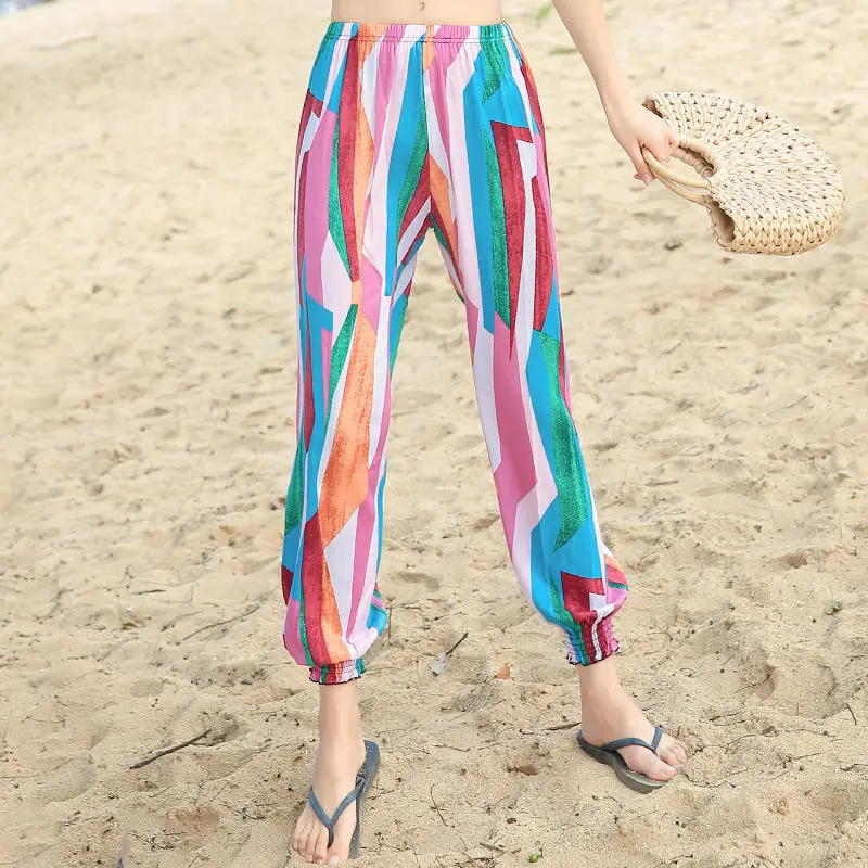 Фото Женские штаны-шаровары летние широкие для пляжа большого размера | Женская