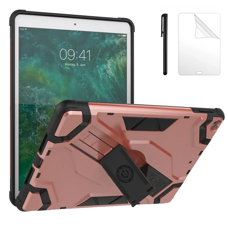 

Бронированный противоударный чехол для Apple iPad 9,7 2017 2018 A1893 A1954 A1822 A1823, силиконовый чехол из ТПУ + держатель для ПК + чехол