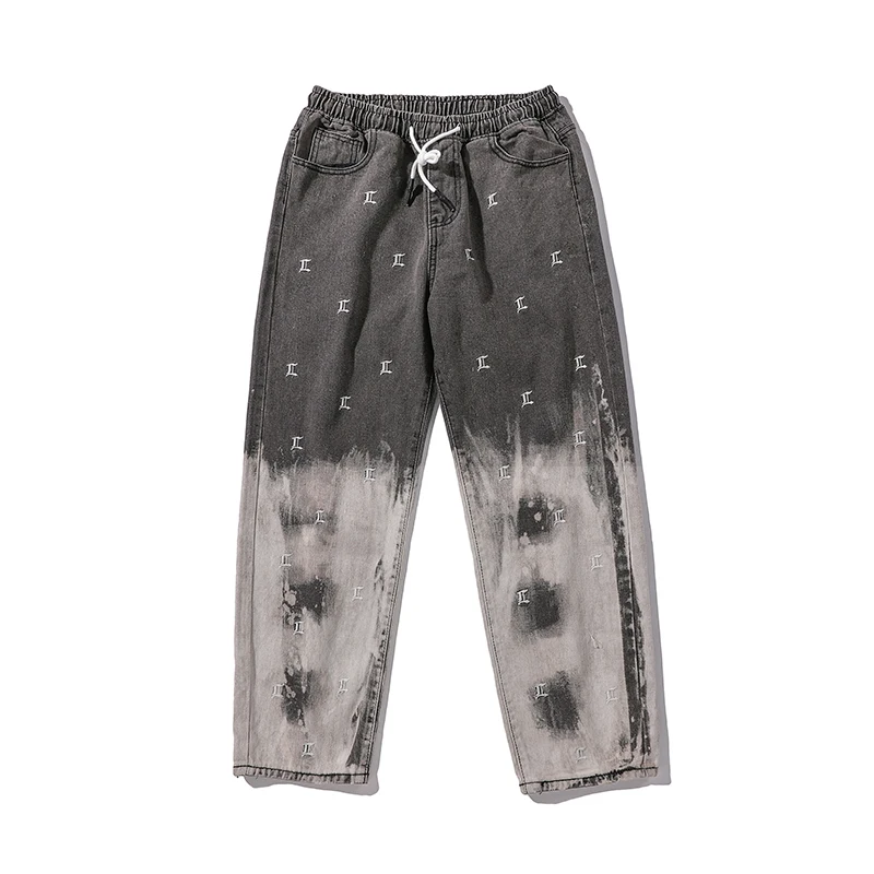

Privathinker Vinatge Gradient Men's Jeans Hip Hop Printed Men Casual Harem Pants 2020 Korean Man Straight Denim Pants