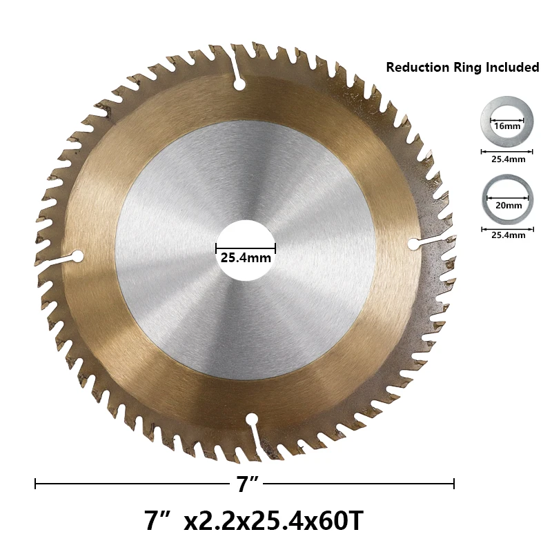 7In 2.2x25.4x60T 1 шт. " 6" " 8" дюймовый деревообрабатывающий пильный диск 30T 40T 60T 80T Циркулярный пильный диск для дерева с тицным покрытием TCT режущий диск - Цвет: 7In 2.2x25.4x60T