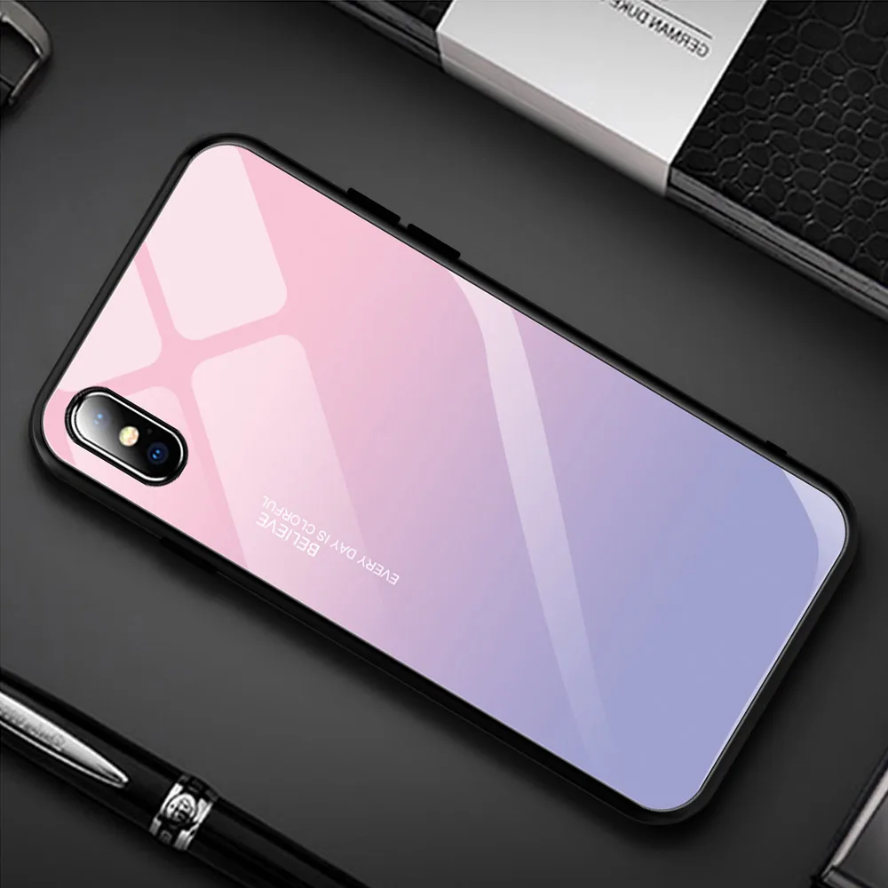 A8 Роскошный окрашенный чехол из закаленного стекла для iphone 11 pro max x xr xs 8 7 6 6 S Вселенная Звездное Фламинго Луна цветочный узор мягкий край - Цвет: A8