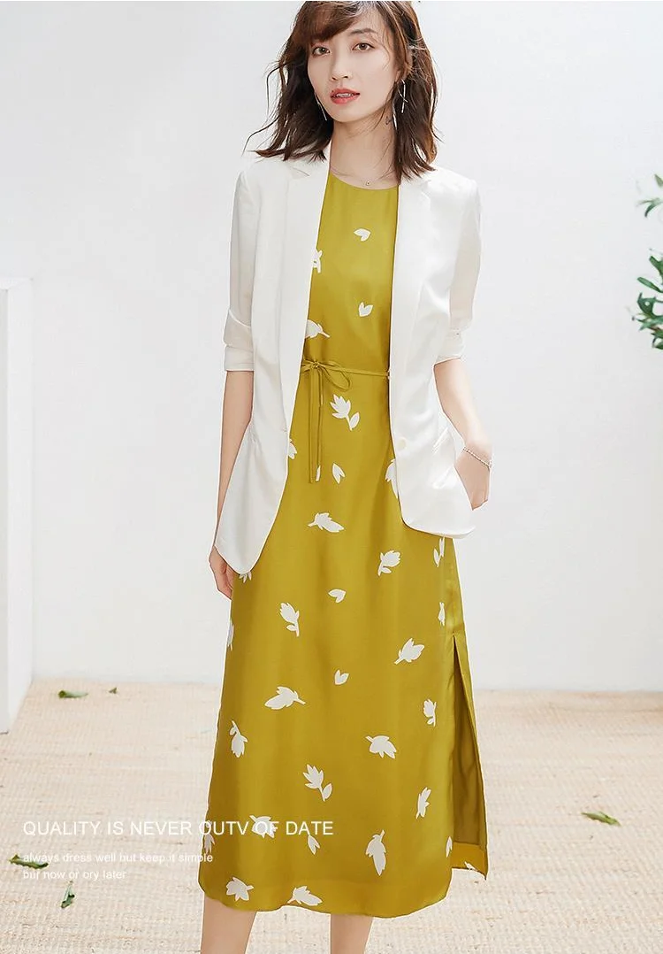 

Silk Twill Printed Sleeveless Dress Women's Spring and Summer New Style