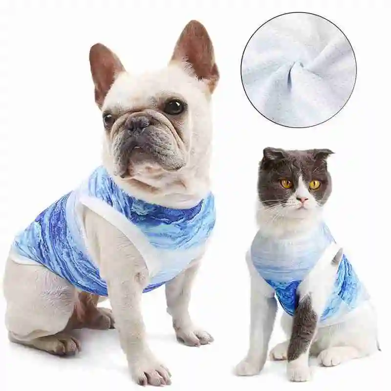 

Summer Breathable Pet Cold Cest Glacier Cool Visual Pattern Technologically Cool Fabric T-shirt Regulate Pet Body Temperature