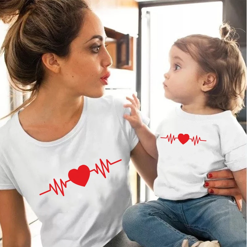 2021 New Cute Family Look Matching Clothes Mommy And Me Tshirt Mother Daughter Son Outfits Women Mom T-shirt Baby Girl T Shirt | Мать и