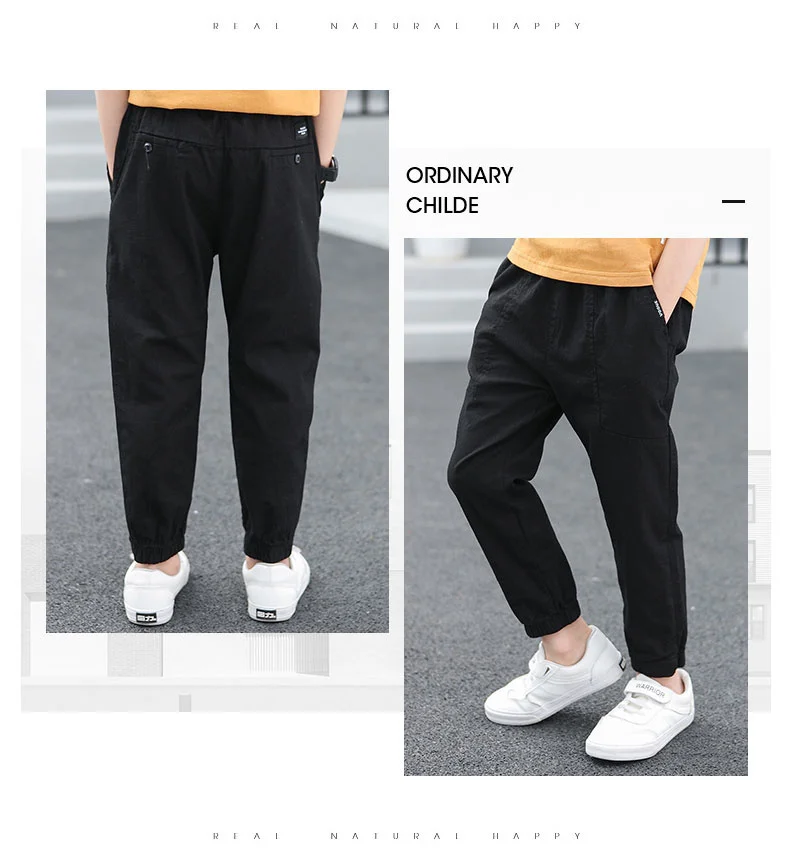 Teen Boy's Pants Kids Spring Autumn Solid Cotton Full Trousers Casual Slim Stretch Jogger Sweatpants 6-16 Years