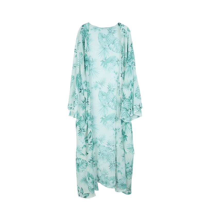 

Beach Dress Outings Beachwear For Women Cover Up Summer 2021 Pareo New Chiffon Loose Suntan Outside Upper Garment Bikini Floral