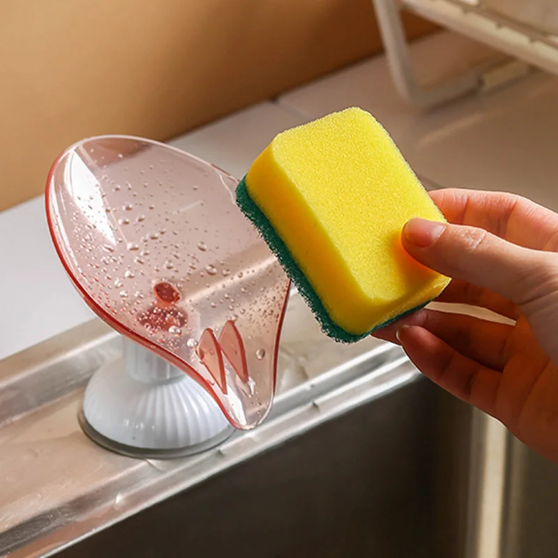 Leaf Shape Rotating Soap Box Sucker Multifunction Punch-free Dish Drain Rack Rotatable Kitchen Bathroom Supplies | Обустройство дома