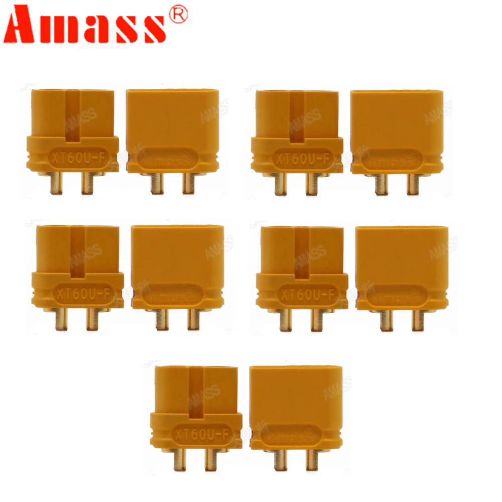 Переходник AMASS XT60U XT60 10 шт. с позолоченным штекером 3 5 мм для Lipo-аккумулятора (5 пар)