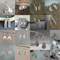 2021 elegant vintage silver color flower dangle earrings for women jewelry fashion accessories wedding pendientes drop earring